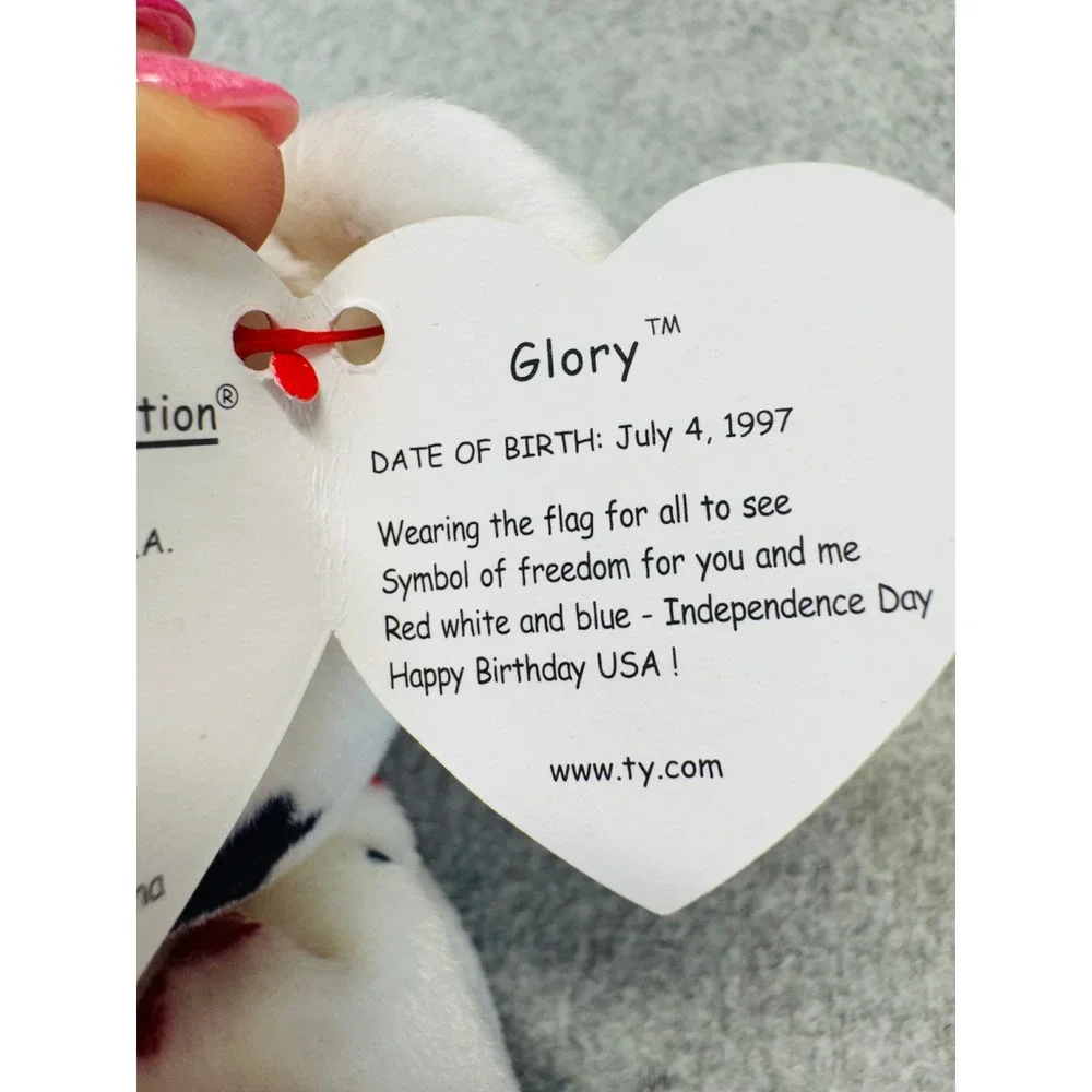 Ty Beanie Baby Glory‎ Bear July 4 1997 American Flag Patriotic Plush w/ Tag